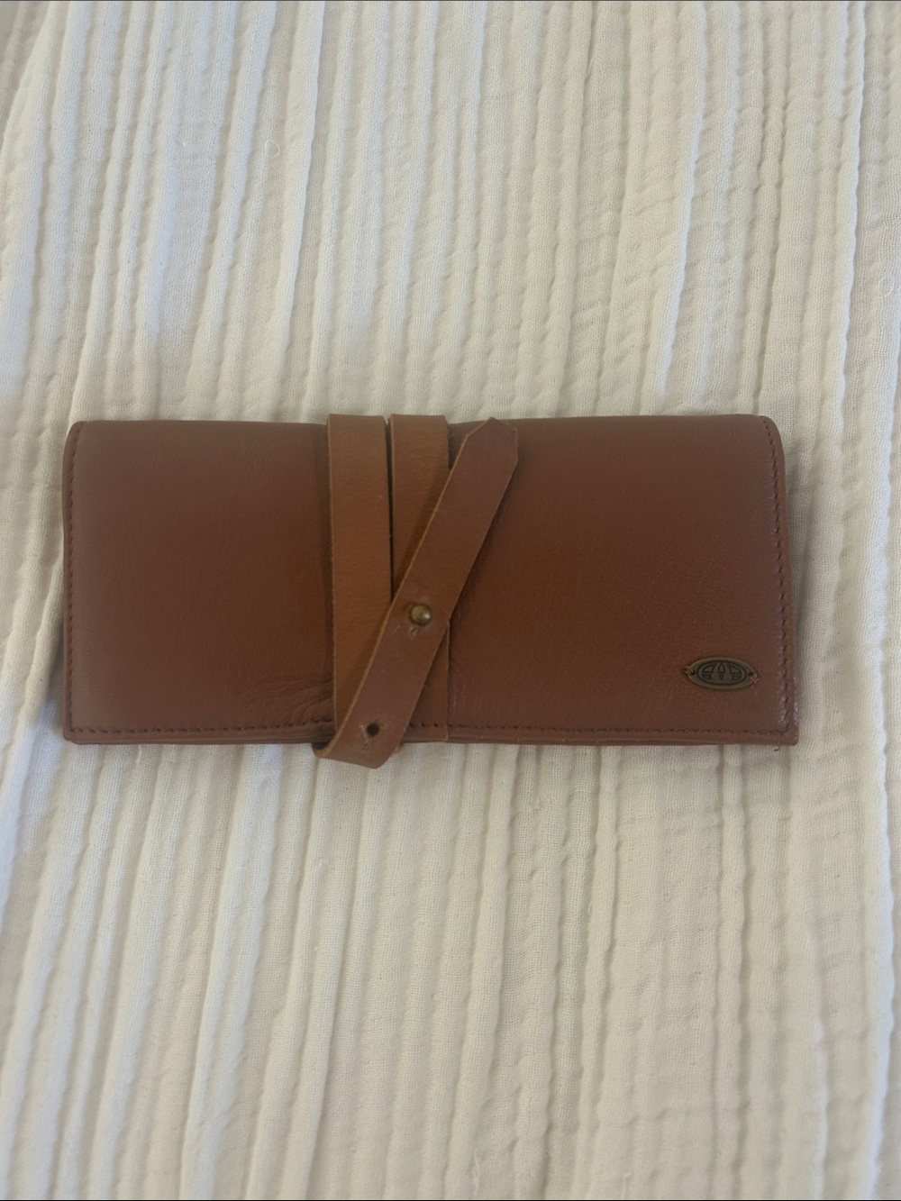 Brown Leather Roll-Up Accessory Case